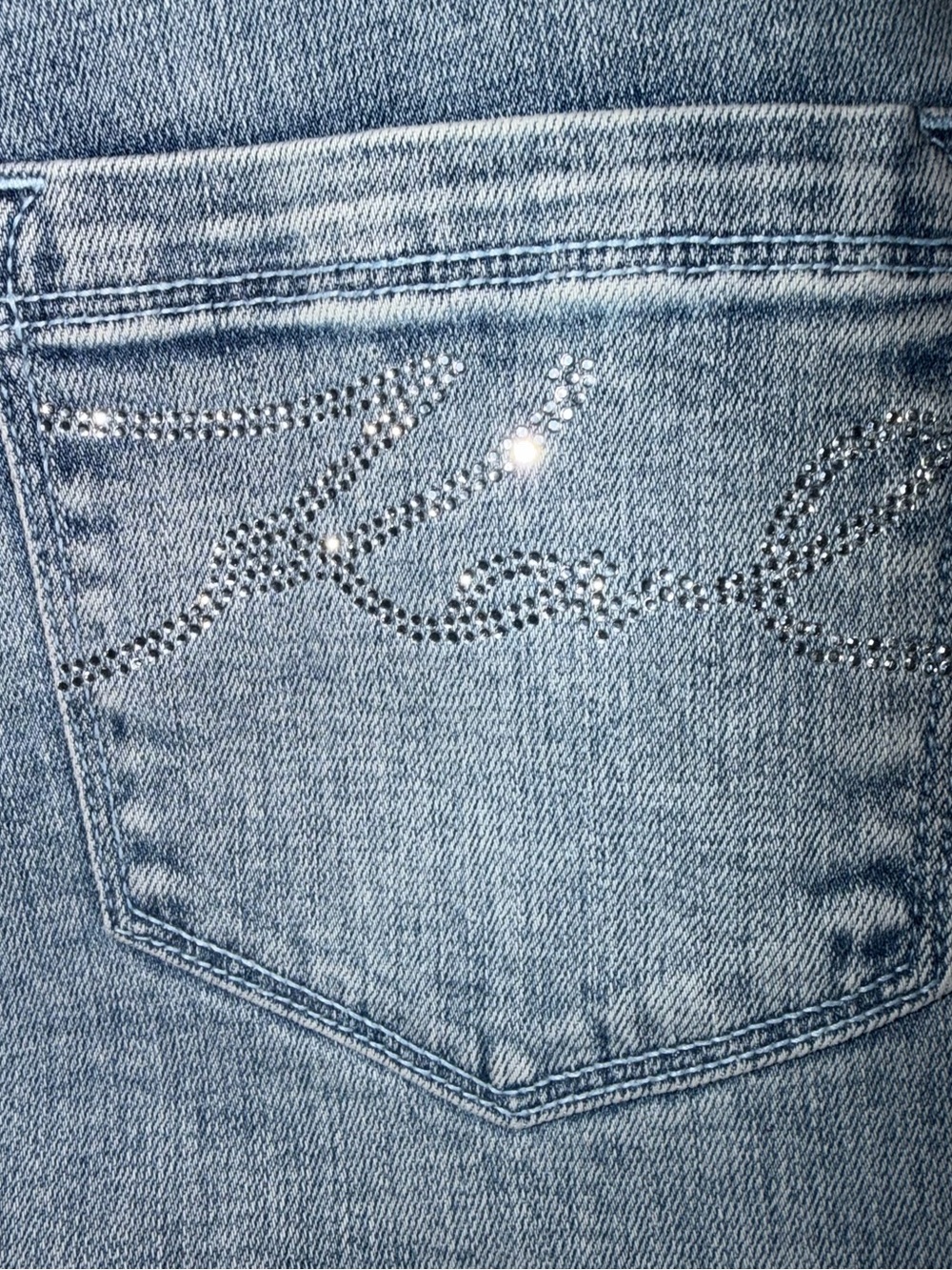 New Women Karl Lagerfeld Paris Crystal-Cuff Cropped Jeans- Ice Blue, Sz 2, $129 - Picture 9 of 12